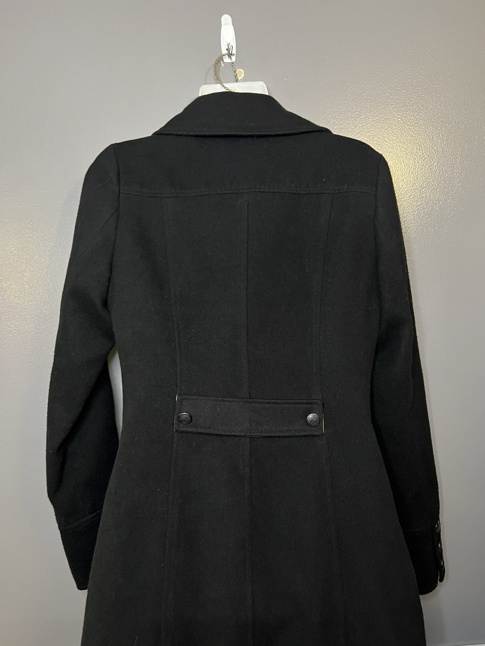 Free People Coat Womens 6 Black Long Double Breasted Military Pockets Lined - Picture 6 of 15